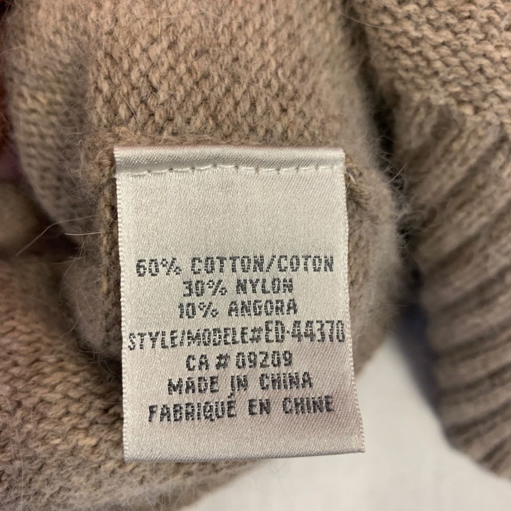 BCBGMAXAZRIA Angora Blend Belted Sweater Coat Cardigan Beige Tan High Neck Size - Picture 8 of 15